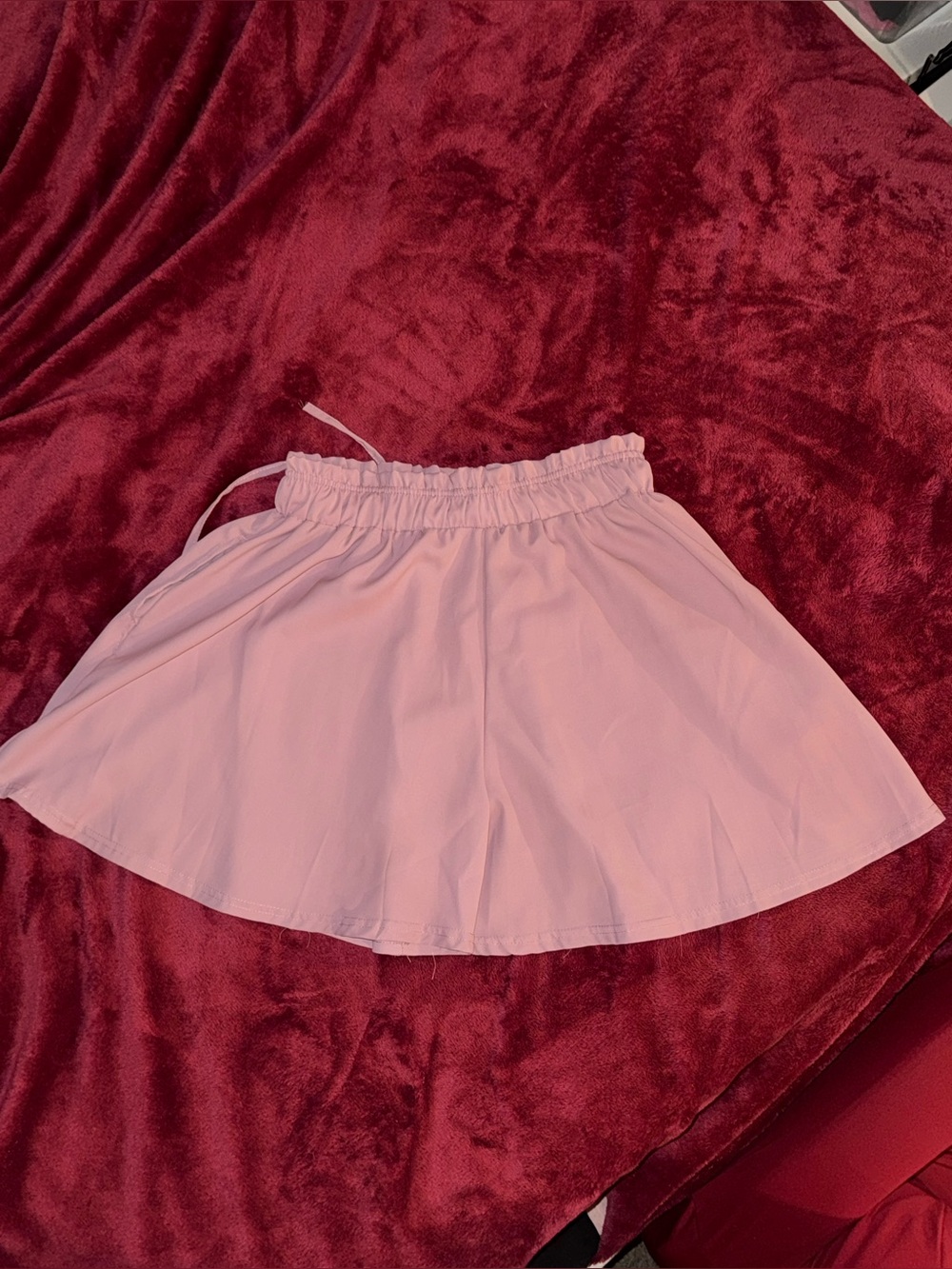 High-Waist Light Pink Women's Shorts with Elastic Drawstring